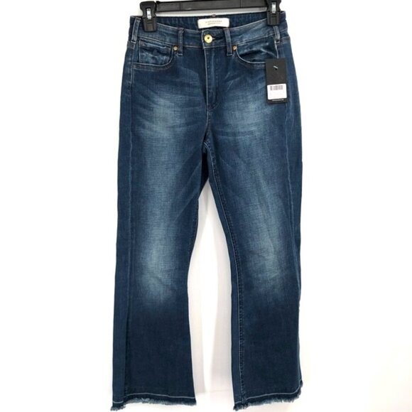 SCOTCH & SODA Kick Flare Jeans Raw Hem NWT 27 Stretch Denim New High Rise Crop - Picture 1 of 13
